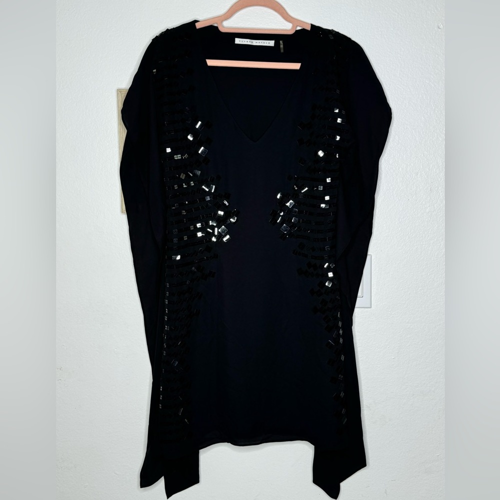 NWT Susana Monaco batwing sleeve short dress with sequins Black Size 4
